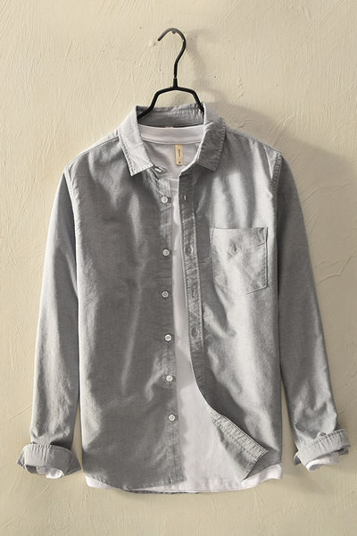 Нов модел мъжка риза със страничен джоб, подходяща за пролетта и лятото 