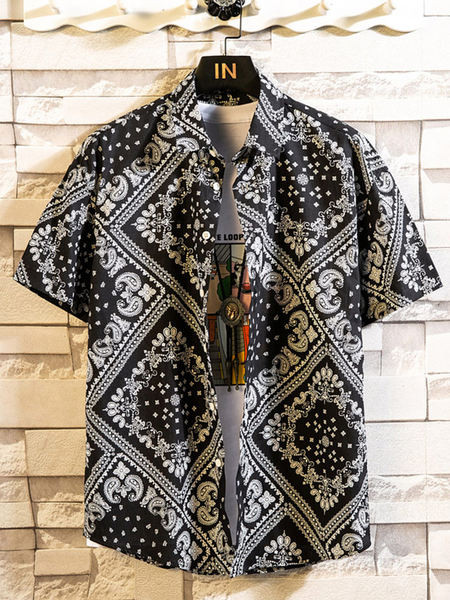 Мъжка лятна риза с флорален десен