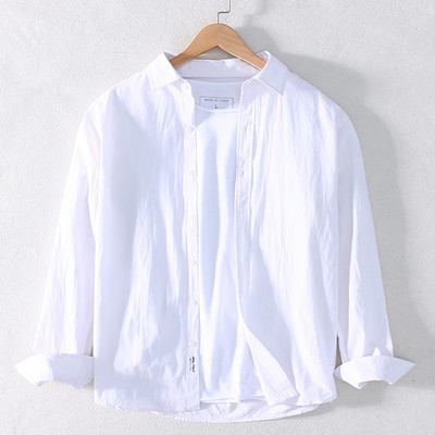 Мъжка памучна риза с дълъг ръкав и копчета 