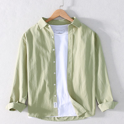 Мъжка памучна риза с дълъг ръкав и копчета 