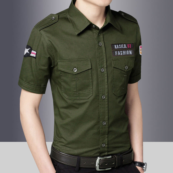 Мъжка вталена риза с надписи и бродерия