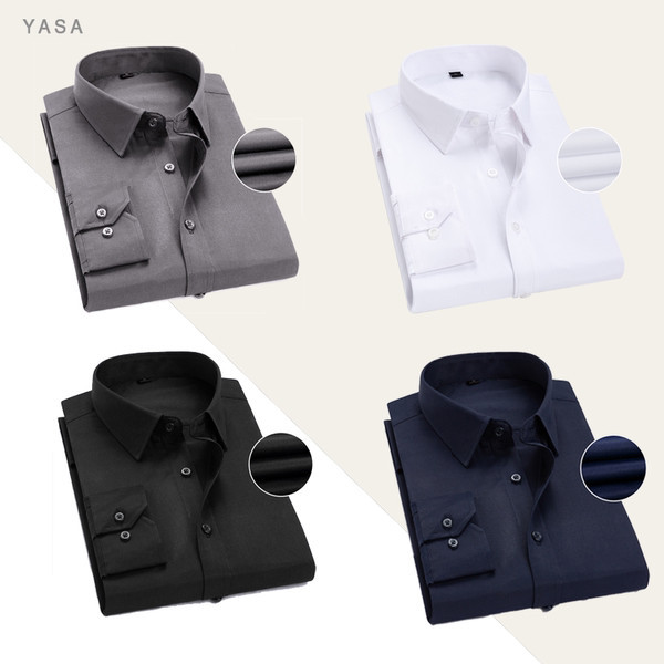 Мъжка риза с дълъг ръкав джоб и копчета 