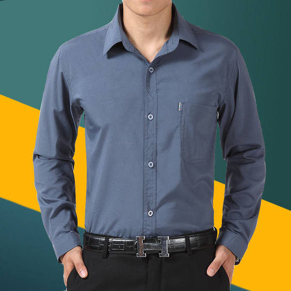 Модерна мъжка риза с яка и джоб - къс или дълъг ръкав