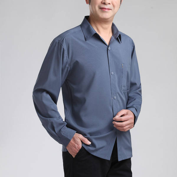 Модерна мъжка риза с яка и джоб - къс или дълъг ръкав