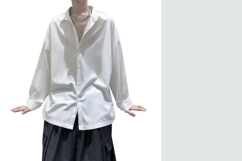 Мъжка сатенена риза с дълъг ръкав и копчета 