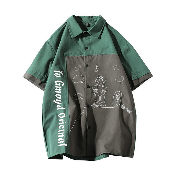 Мъжка ежедневна риза с класическа яка и надписи 