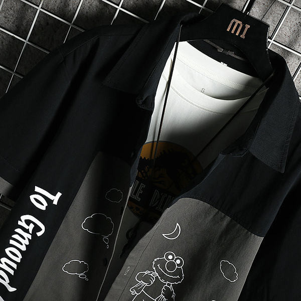 Мъжка ежедневна риза с класическа яка и надписи 