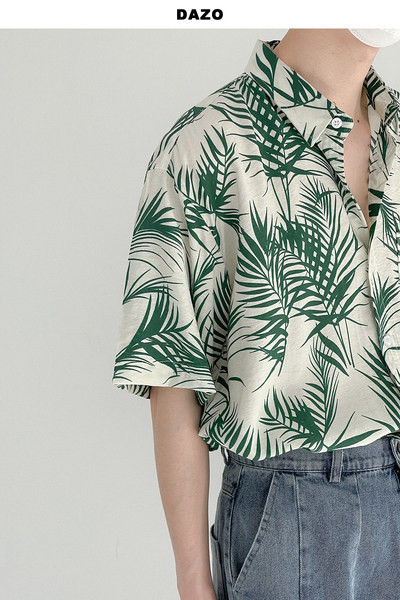 Мъжка модерна риза с флорални мотиви 