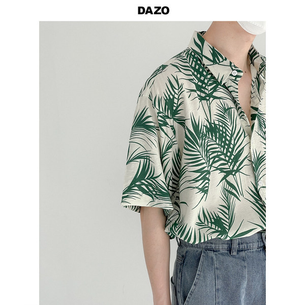 Мъжка модерна риза с флорални мотиви 