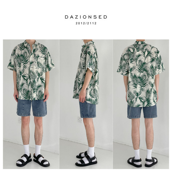 Мъжка модерна риза с флорални мотиви 