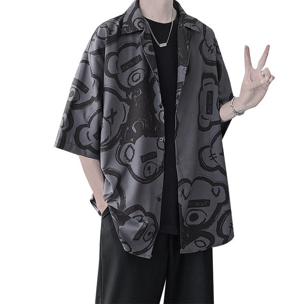 Мъжка ежедневна широка риза с копчета и класическа яка 