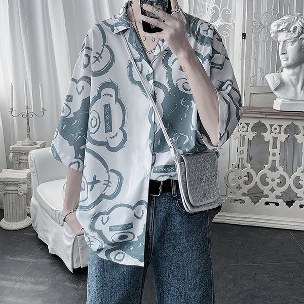 Мъжка ежедневна широка риза с копчета и класическа яка 