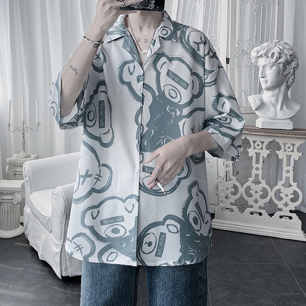 Мъжка ежедневна широка риза с копчета и класическа яка 