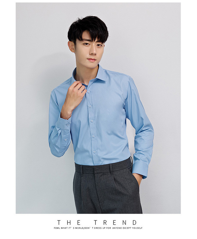 Едноцветна мъжка риза с класическа яка -дълъг ръкав или къс ръкав