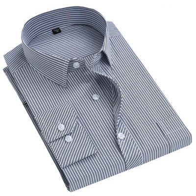 Мъжка риза с дълъг ръкав копчета и джоб