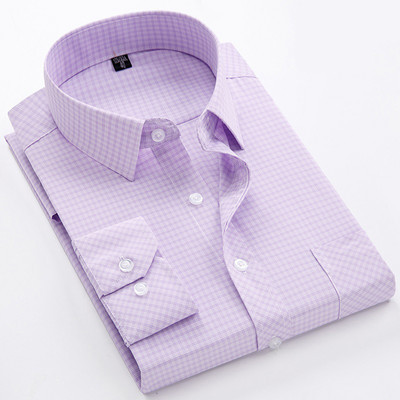 Мъжка риза с дълъг ръкав копчета и джоб