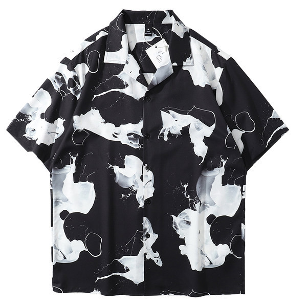 Мъжка цветна риза-широк модел с къс ръкав