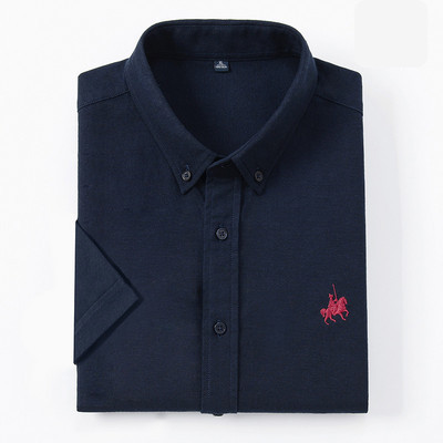 Мъжка памучна риза с копчета и бродерия 