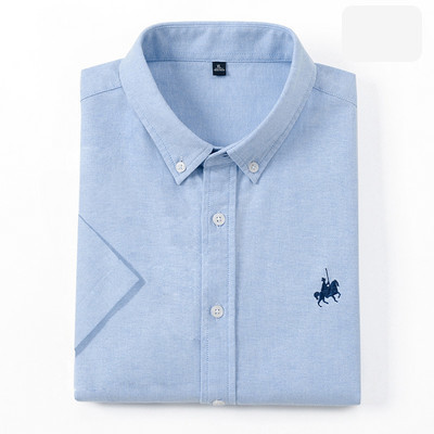 Мъжка памучна риза с копчета и бродерия 