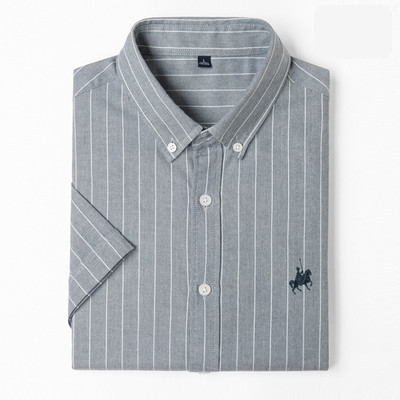 Мъжка памучна риза с копчета и бродерия 