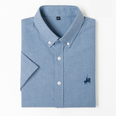 Мъжка памучна риза с копчета и бродерия 