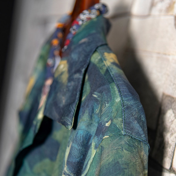 Мъжка риза ретро стил с къс ръкав и класическа яка