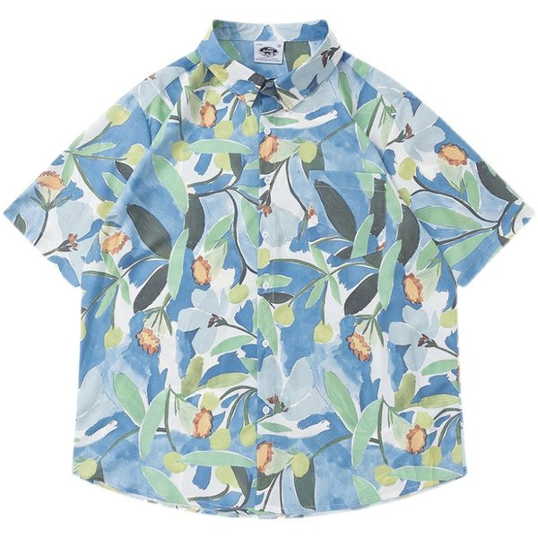 Мъжка риза с цветен десен и класическа яка 