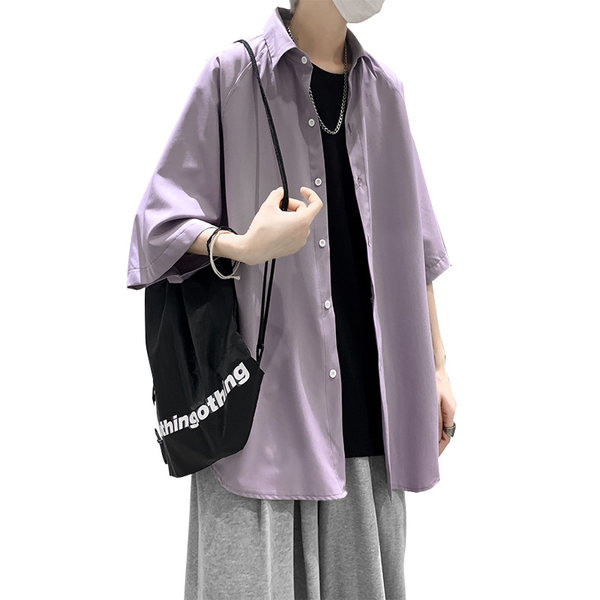 Широка мъжка риза с копчета в няколко цвята