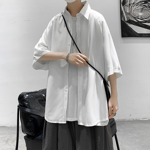 Широка мъжка риза с копчета в няколко цвята