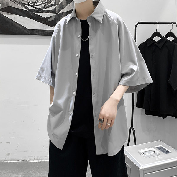 Широка мъжка риза с копчета в няколко цвята