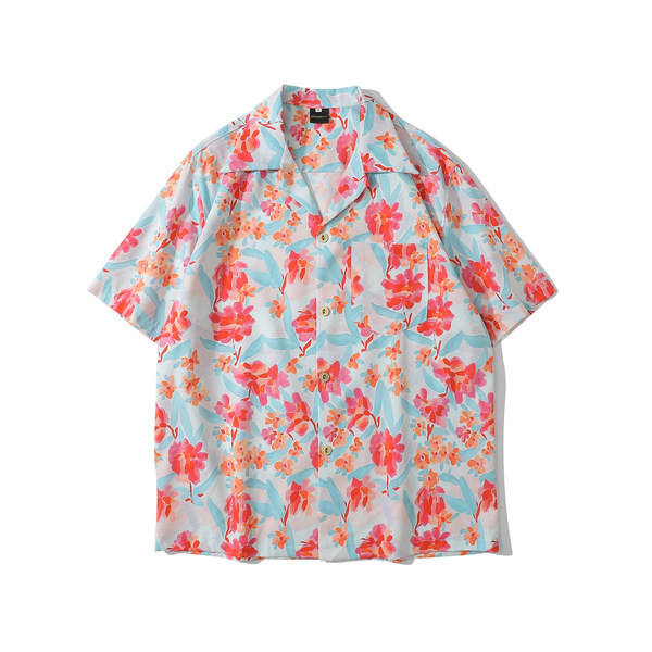 Многоцветна мъжка риза с флорален десен и джоб