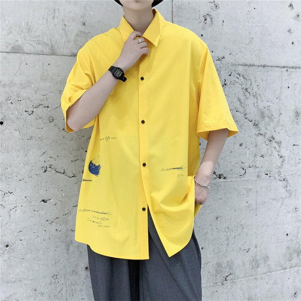 Широк модел мъжка риза с класическа яка и 3/4 ръкави