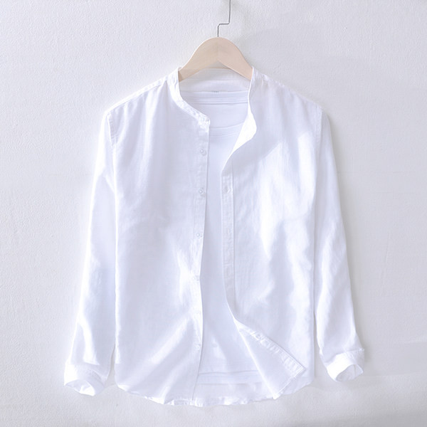 Изчистен модел мъжка ленена риза в два модела с къс и дълъг ръкав