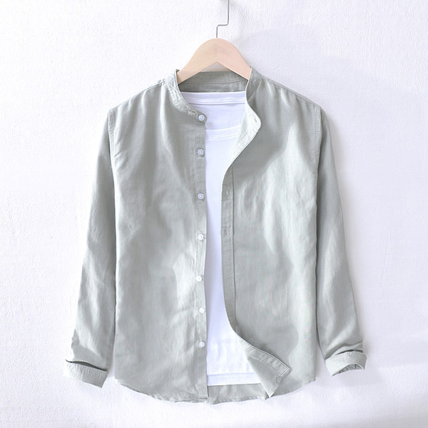 Изчистен модел мъжка ленена риза в два модела с къс и дълъг ръкав