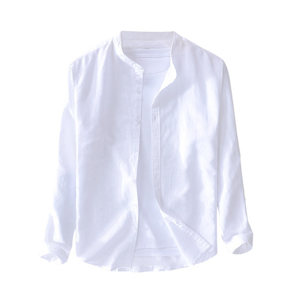 Изчистен модел мъжка ленена риза в два модела с къс и дълъг ръкав