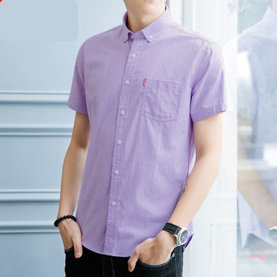 Ежедневна мъжка риза с джоб и копчета втален модел