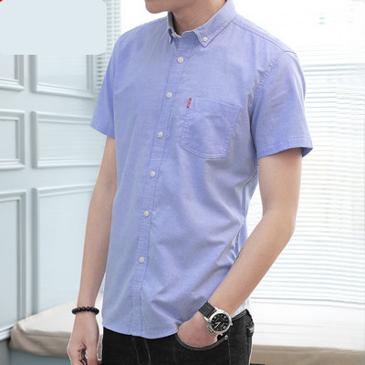 Ежедневна мъжка риза с джоб и копчета втален модел