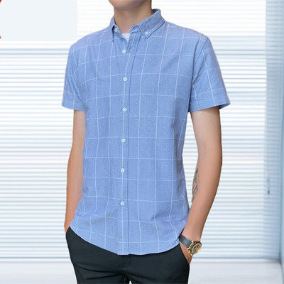 Ежедневна мъжка риза с джоб и копчета втален модел