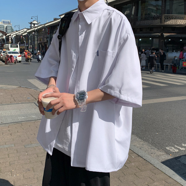 Лятна мъжка риза широк модел с джоб и копчета 