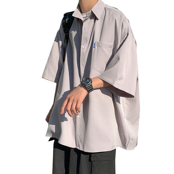 Лятна мъжка риза широк модел с джоб и копчета 