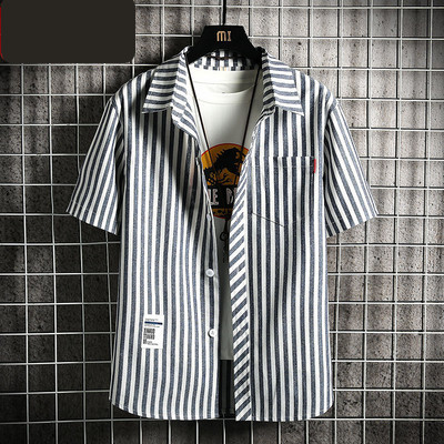 Мъжка карирана риза с джоб копчета и емблема 