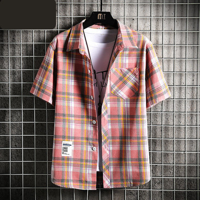 Мъжка карирана риза с джоб копчета и емблема 