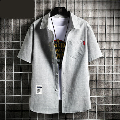 Мъжка карирана риза с джоб копчета и емблема 