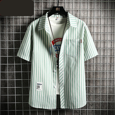 Мъжка карирана риза с джоб копчета и емблема 