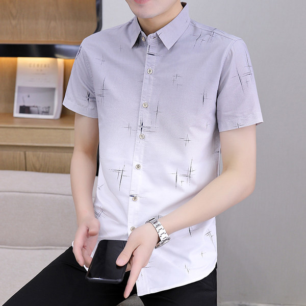 Лятна вталена риза с къс ръкав за мъже