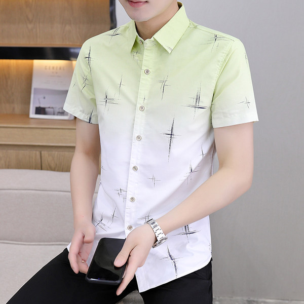 Лятна вталена риза с къс ръкав за мъже