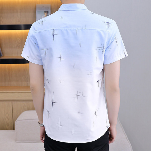 Лятна вталена риза с къс ръкав за мъже
