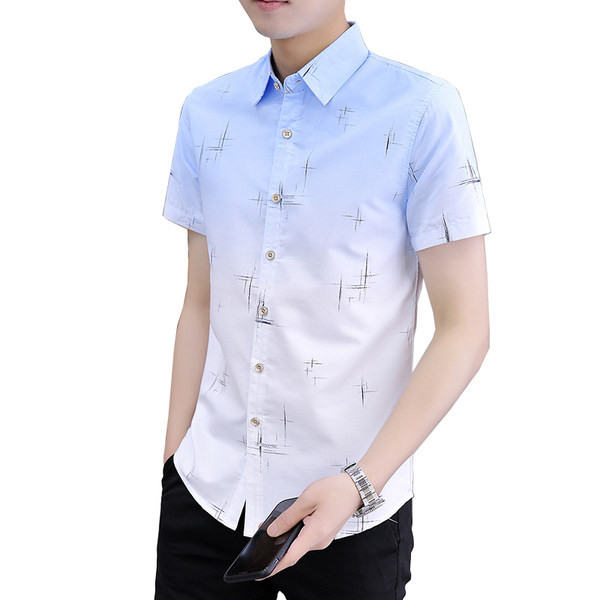 Лятна вталена риза с къс ръкав за мъже