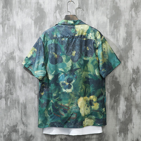 Мъжка риза с класическа  яка и флорален десен 