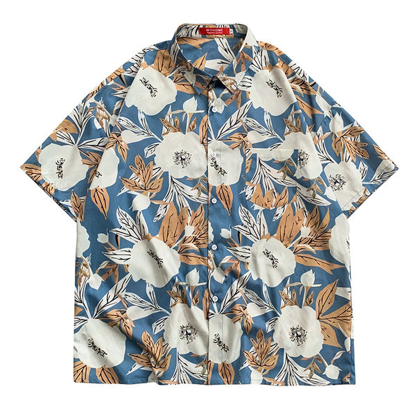 Мъжка риза с къси ръкави в хавайски стил